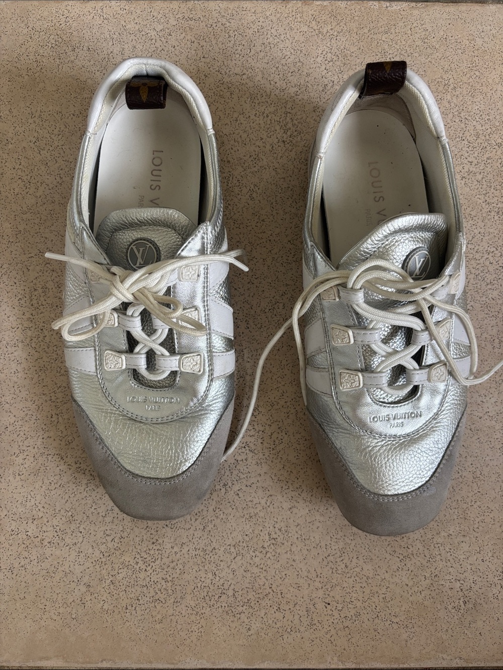 Louis Vuitton Silver Metallic Runner Sneakers